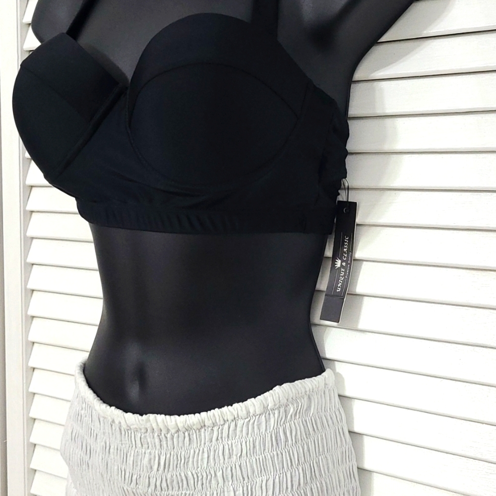 NWT Med Black Unique & Classic Swimwear Bikini Top/Bra
